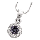 14kt White Gold Women's Round Black Color Enhanced Diamond Framed Flower Cluster Pendant 1-4 Cttw - FREE Shipping (US/CAN)-Gold & Diamond Pendants & Necklaces-JadeMoghul Inc.
