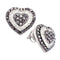 14kt White Gold Women's Round Black Color Enhanced Diamond Heart Cluster Screwback Earrings 1-1-2 Cttw - FREE Shipping (US/CAN)-Gold & Diamond Earrings-JadeMoghul Inc.