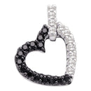 14kt White Gold Women's Round Black Color Enhanced Diamond Heart Love Pendant 1-4 Cttw - FREE Shipping (US/CAN)-Gold & Diamond Pendants & Necklaces-JadeMoghul Inc.