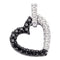 14kt White Gold Women's Round Black Color Enhanced Diamond Heart Love Pendant 1-4 Cttw - FREE Shipping (US/CAN)-Gold & Diamond Pendants & Necklaces-JadeMoghul Inc.
