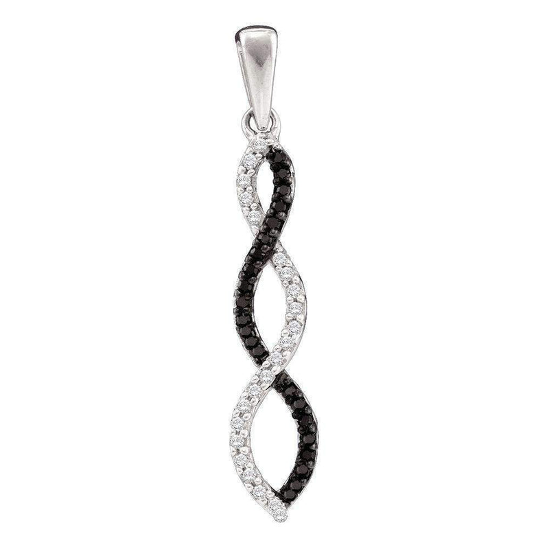 14kt White Gold Women's Round Black Color Enhanced Diamond Infinity Pendant 1-8 Cttw - FREE Shipping (US/CAN)-Gold & Diamond Pendants & Necklaces-JadeMoghul Inc.