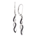 14kt White Gold Women's Round Black Color Enhanced Diamond Infinity Weave Dangle Earrings 1-3 Cttw - FREE Shipping (US/CAN)-Gold & Diamond Earrings-JadeMoghul Inc.