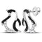 14kt White Gold Women's Round Black Color Enhanced Diamond Penguin Stud Earrings 1-4 Cttw - FREE Shipping (US/CAN)-Gold & Diamond Earrings-JadeMoghul Inc.