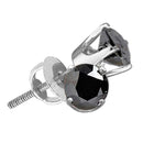 14kt White Gold Women's Round Black Color Enhanced Diamond Solitaire Earrings 3-4 Cttw - FREE Shipping (USA/CAN)-Gold & Diamond Earrings-JadeMoghul Inc.