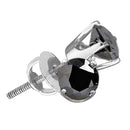 14kt White Gold Women's Round Black Color Enhanced Diamond Solitaire Screwback Stud Earrings 1-2 Cttw - FREE Shipping (USA/CAN)-Gold & Diamond Earrings-JadeMoghul Inc.