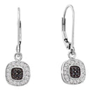 14kt White Gold Women's Round Black Color Enhanced Diamond Square Cluster Dangle Earrings 1-4 Cttw - FREE Shipping (USA/CAN)-Gold & Diamond Earrings-JadeMoghul Inc.