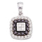 14kt White Gold Women's Round Black Color Enhanced Diamond Square Pendant 1-2 Cttw - FREE Shipping (US/CAN)-Gold & Diamond Pendants & Necklaces-JadeMoghul Inc.