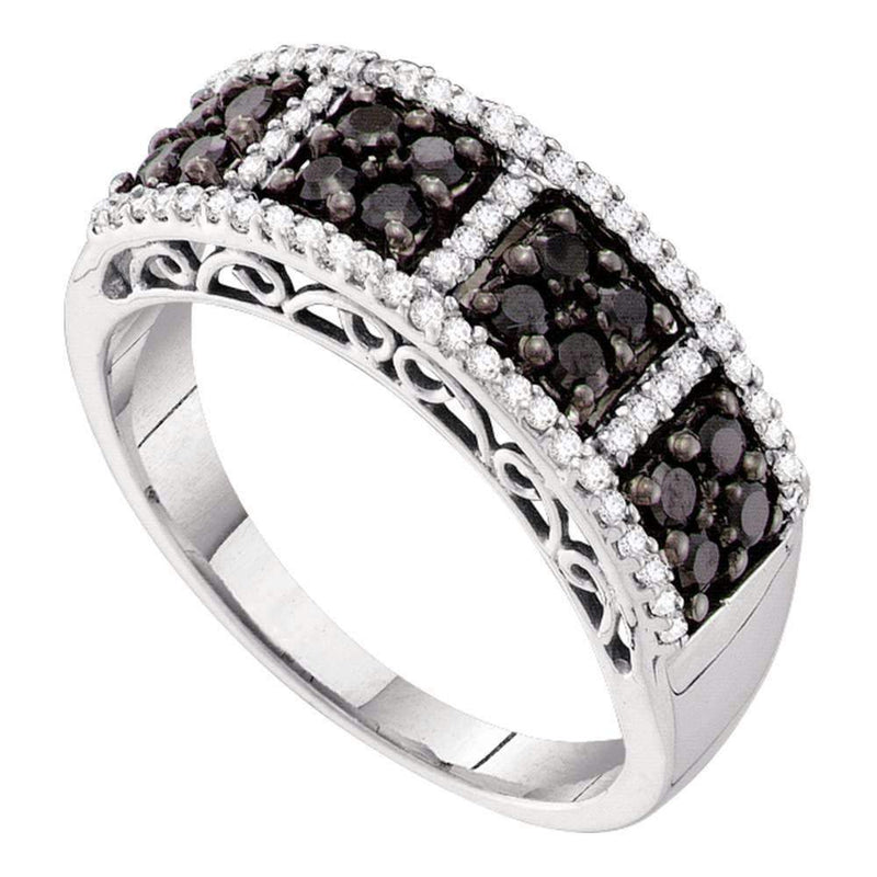 14kt White Gold Women's Round Black Color Enhanced Diamond Symmetrical Band 1/2 Cttw - FREE Shipping (US/CAN)-Gold & Diamond Bands-5-JadeMoghul Inc.