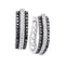 14kt White Gold Women's Round Black Color Enhanced Diamond Triple Row Vertical Stripe Hoop Earrings 1.00 Cttw - FREE Shipping (USA/CAN)-Gold & Diamond Earrings-JadeMoghul Inc.
