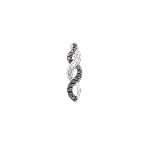 14kt White Gold Women's Round Black Color Enhanced Diamond Woven Infinity Pendant 1-3 Cttw - FREE Shipping (US/CAN)-Gold & Diamond Pendants & Necklaces-JadeMoghul Inc.