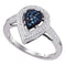 14kt White Gold Women's Round Blue Color Enhanced Diamond Teardrop Cluster Ring 1/4 Cttw - FREE Shipping (US/CAN)-Gold & Diamond Fashion Rings-5-JadeMoghul Inc.