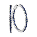 14kt White Gold Women's Round Blue Sapphire Hoop Earrings 2-3-4 Cttw - FREE Shipping (USA/CAN)-Gold & Diamond Earrings-JadeMoghul Inc.