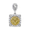 14kt White Gold Women's Round Canary Yellow Diamond Square Cluster Pendant 3-4 Cttw - FREE Shipping (US/CAN)-Gold & Diamond Pendants & Necklaces-JadeMoghul Inc.