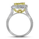 14kt White Gold Women's Round Canary Yellow Diamond Teardrop Cluster Bridal Wedding Engagement Ring 1-1/4 Cttw - FREE Shipping (US/CAN)-Gold & Diamond Engagement & Anniversary Rings-7-JadeMoghul Inc.