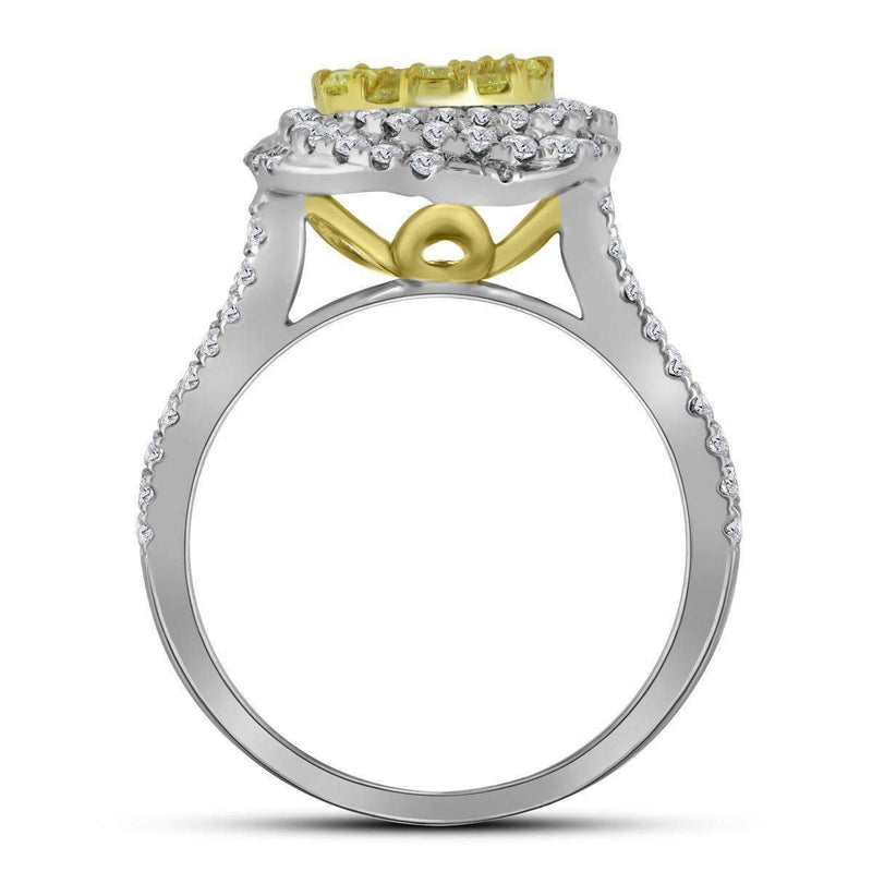 14kt White Gold Women's Round Canary Yellow Diamond Teardrop Cluster Bridal Wedding Engagement Ring 1-1/4 Cttw - FREE Shipping (US/CAN)-Gold & Diamond Engagement & Anniversary Rings-7-JadeMoghul Inc.