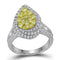 14kt White Gold Women's Round Canary Yellow Diamond Teardrop Cluster Bridal Wedding Engagement Ring 1-1/4 Cttw - FREE Shipping (US/CAN)-Gold & Diamond Engagement & Anniversary Rings-7-JadeMoghul Inc.