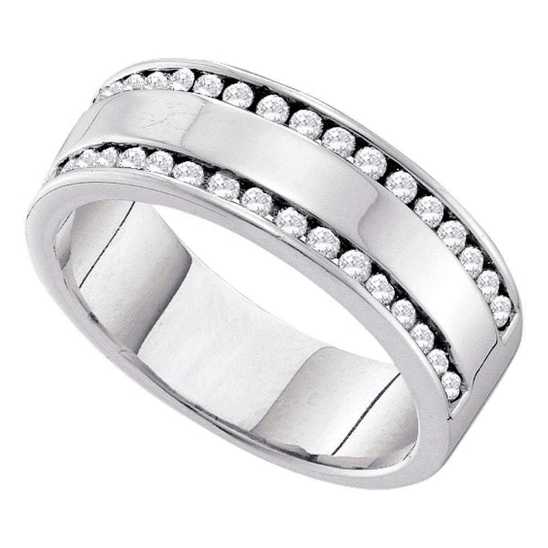 14kt White Gold Women's Round Channel-set Diamond Double Row Wedding Band 1/2 Cttw - FREE Shipping (US/CAN)-Gold & Diamond Wedding Jewelry-5-JadeMoghul Inc.