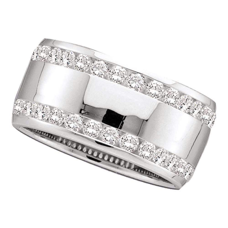 14kt White Gold Women's Round Channel-set Diamond Double Row Wedding Band 1/2 Cttw - FREE Shipping (US/CAN)-Gold & Diamond Wedding Jewelry-5-JadeMoghul Inc.