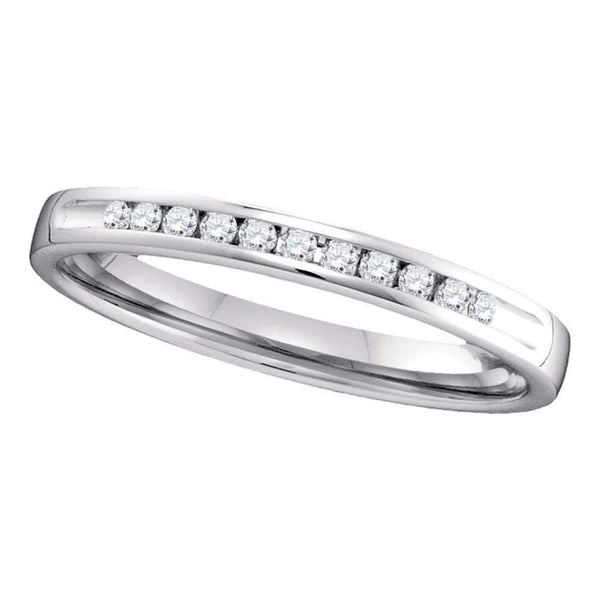 14kt White Gold Women's Round Channel-set Diamond Single Row Wedding Band 1-10 Cttw - FREE Shipping (US/CAN)-Gold & Diamond Wedding Jewelry-JadeMoghul Inc.