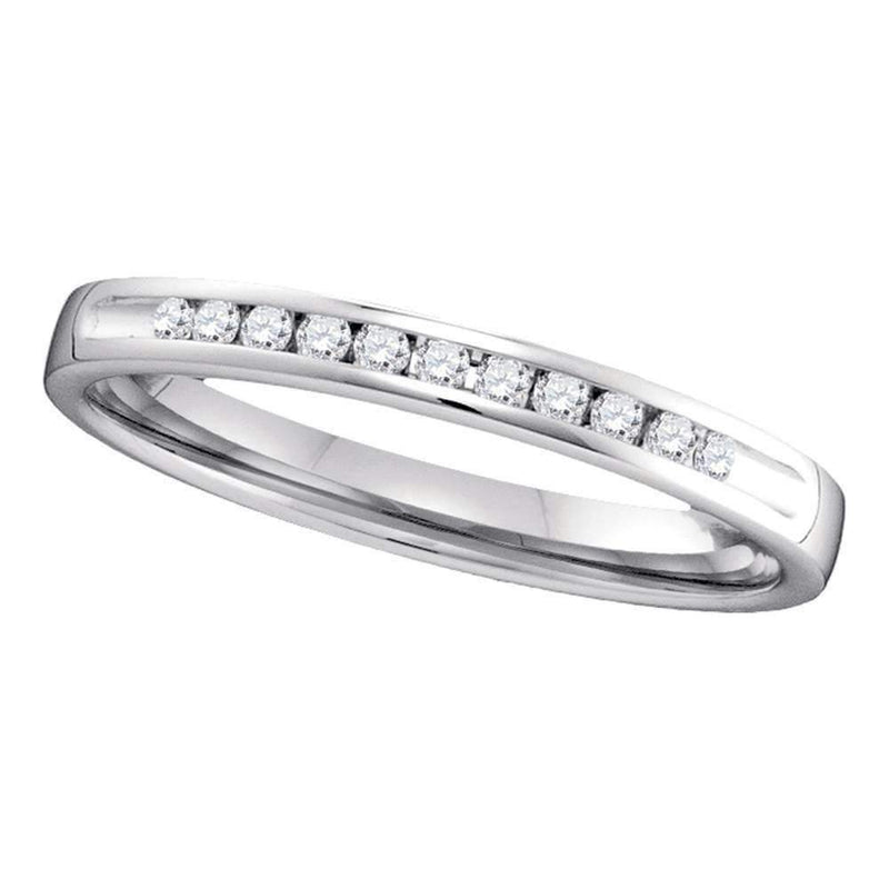 14kt White Gold Women's Round Channel-set Diamond Single Row Wedding Band 1-10 Cttw - FREE Shipping (US/CAN)-Gold & Diamond Wedding Jewelry-JadeMoghul Inc.