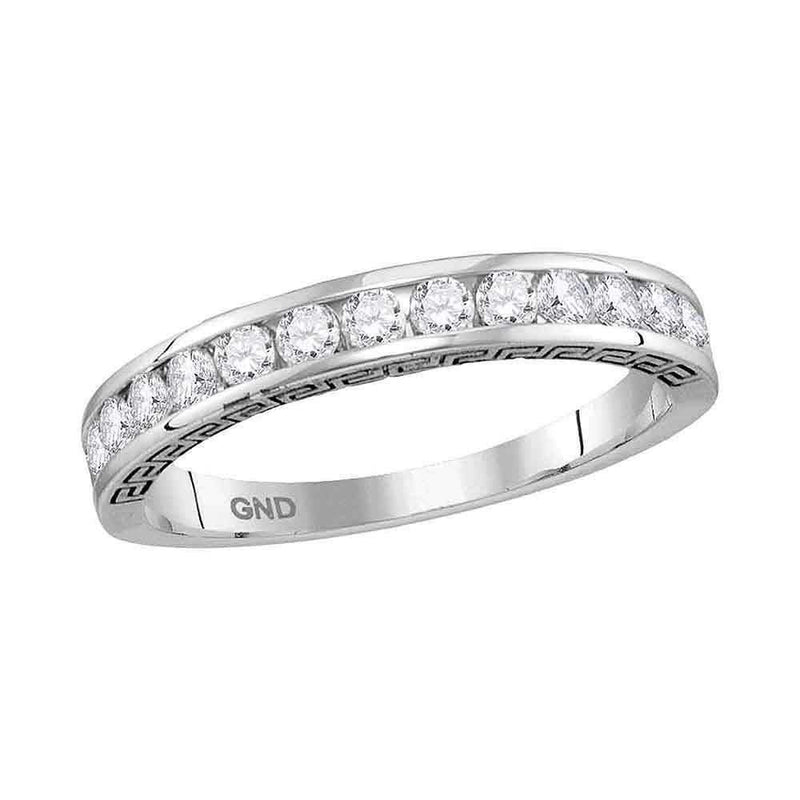 14kt White Gold Women's Round Channel-Set Diamond Single Row Wedding Band 1-2 Cttw - FREE Shipping (US/CAN)-Gold & Diamond Wedding Jewelry-JadeMoghul Inc.