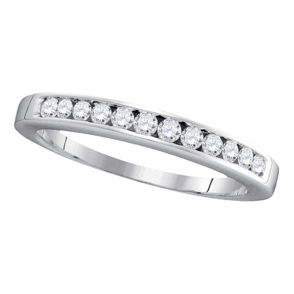 14kt White Gold Women's Round Channel-set Diamond Single Row Wedding Band 1-4 Cttw - FREE Shipping (US/CAN) - Size 6-Gold & Diamond Wedding Jewelry-JadeMoghul Inc.