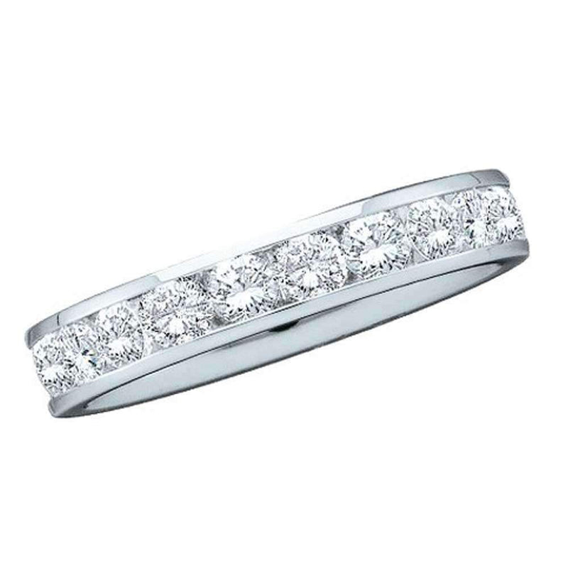 14kt White Gold Women's Round Channel-set Diamond Single Row Wedding Band 1 Cttw - FREE Shipping (US/CAN)-Wedding Jewelry-5-JadeMoghul Inc.