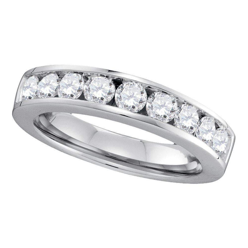 14kt White Gold Women's Round Channel-set Diamond Single Row Wedding Band 1.00 Cttw - FREE Shipping (US/CAN) - Size 6-Gold & Diamond Wedding Jewelry-5-JadeMoghul Inc.