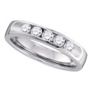 14kt White Gold Women's Round Channel-set Diamond Single Row Wedding Band 1/2-Wedding Jewelry-5-JadeMoghul Inc.