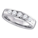14kt White Gold Women's Round Channel-set Diamond Single Row Wedding Band 3/4-Wedding Jewelry-5-JadeMoghul Inc.