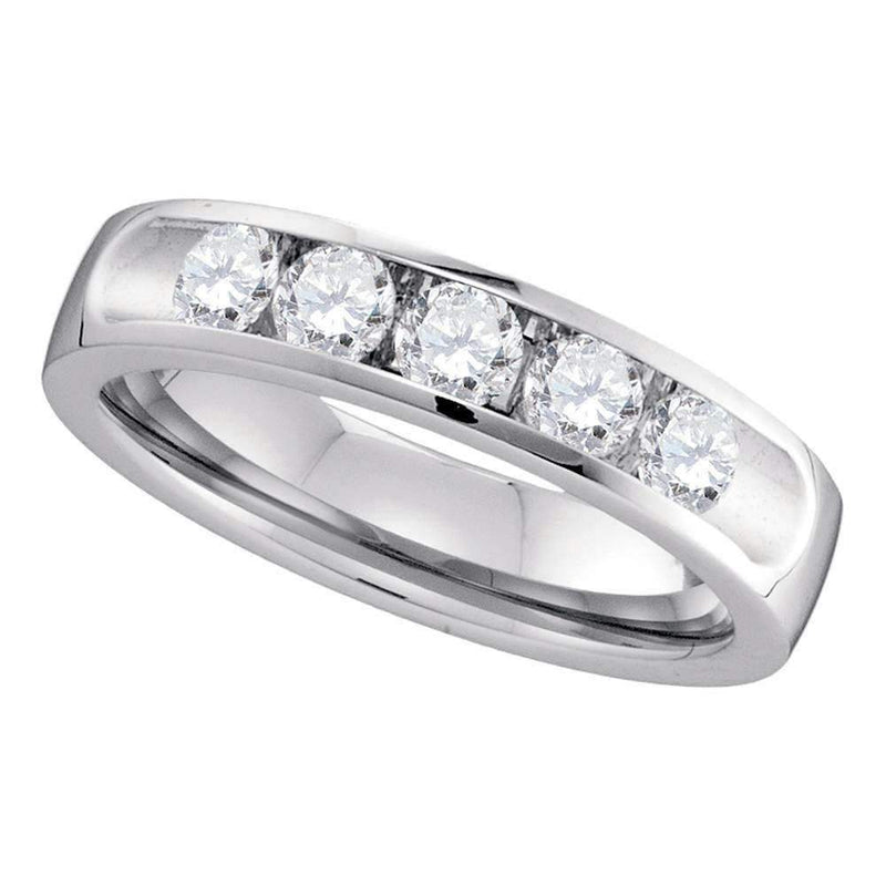 14kt White Gold Women's Round Channel-set Diamond Single Row Wedding Band 3/4-Wedding Jewelry-5-JadeMoghul Inc.