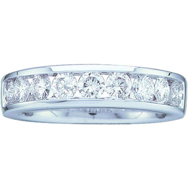 14kt White Gold Women's Round Channel-set Diamond Wedding Band 1-2 Cttw - FREE Shipping (US/CAN) - Size 8-Gold & Diamond Wedding Jewelry-JadeMoghul Inc.