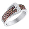 14kt White Gold Women's Round Cognac-brown Color Enhanced Diamond Belt Buckle Band Ring 1/2 Cttw - FREE Shipping (US/CAN)-Gold & Diamond Fashion Rings-5.5-JadeMoghul Inc.