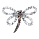 14kt White Gold Women's Round Cognac-brown Color Enhanced Diamond Dragonfly Bug Pendant 1-4 Cttw - FREE Shipping (US/CAN)-Gold & Diamond Pendants & Necklaces-JadeMoghul Inc.