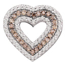 14kt White Gold Women's Round Cognac-brown Color Enhanced Diamond Heart Outline Pendant 3-4 Cttw - FREE Shipping (US/CAN)-Gold & Diamond Pendants & Necklaces-JadeMoghul Inc.