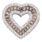 14kt White Gold Women's Round Cognac-brown Color Enhanced Diamond Heart Outline Pendant 3-4 Cttw - FREE Shipping (US/CAN)-Gold & Diamond Pendants & Necklaces-JadeMoghul Inc.