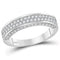 14kt White Gold Womens Round Diamond 2-Row Wedding Band 1-1-6 Cttw-Gold & Diamond Wedding Jewelry-JadeMoghul Inc.