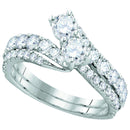 14kt White Gold Women's Round Diamond 2-stone Bridal Wedding Engagement Ring 1-1/2 Cttw - FREE Shipping (US/CAN)-Wedding Jewelry-5-JadeMoghul Inc.