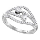14kt White Gold Womens Round Diamond 2-stone Bridal Wedding Engagement Ring 1-2 Cttw-Gold & Diamond Engagement & Anniversary Rings-JadeMoghul Inc.