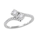14kt White Gold Women's Round Diamond 2-stone Bridal Wedding Engagement Ring 1/3 Cttw - FREE Shipping (US/CAN)-Wedding Jewelry-5-JadeMoghul Inc.