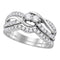 14kt White Gold Women's Round Diamond 2-stone Bridal Wedding Engagement Ring Band Set 3/4 Cttw - FREE Shipping (US/CAN)-Gold & Diamond Wedding Ring Sets-5-JadeMoghul Inc.