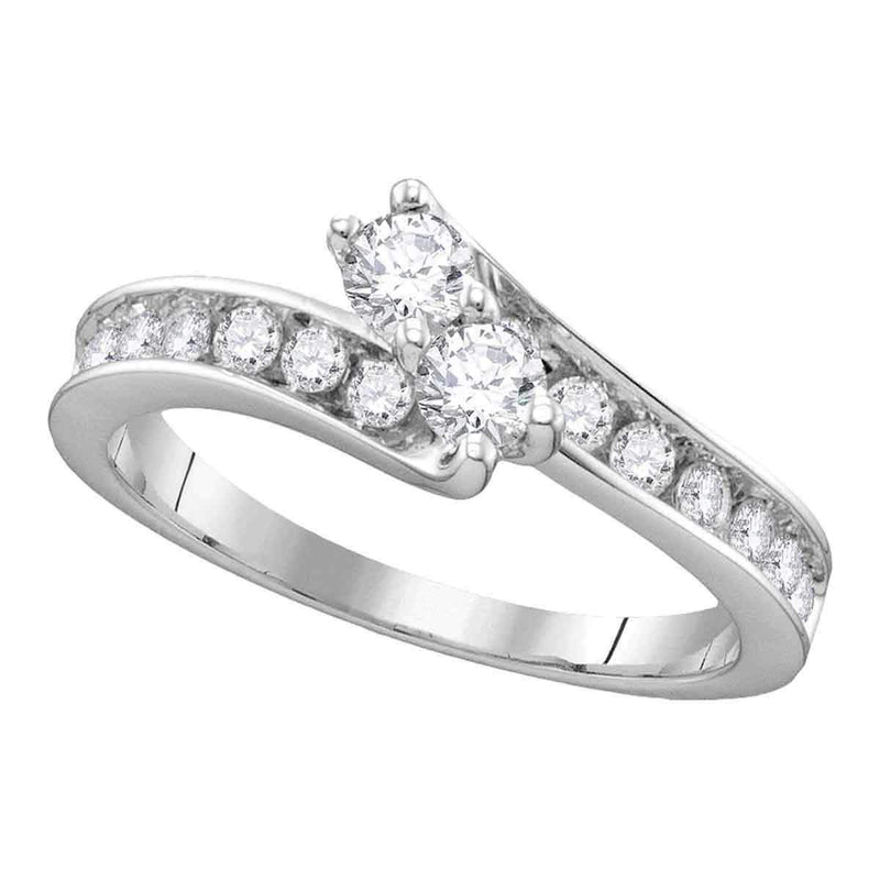 14kt White Gold Women's Round Diamond 2-stone Hearts Together Bridal Wedding Engagement Ring 1/2 Cttw - FREE Shipping (US/CAN) (Certified)-Gold & Diamond Engagement & Anniversary Rings-5-JadeMoghul Inc.