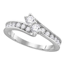 14kt White Gold Women's Round Diamond 2-stone Hearts Together Bridal Wedding Engagement Ring 3/4 Cttw - FREE Shipping (US/CAN) (Certified)-Wedding Jewelry-5-JadeMoghul Inc.