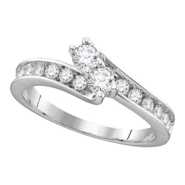 14kt White Gold Women's Round Diamond 2-stone Hearts Together Bridal Wedding Engagement Ring 3/4 Cttw - FREE Shipping (US/CAN) (Certified)-Wedding Jewelry-5-JadeMoghul Inc.