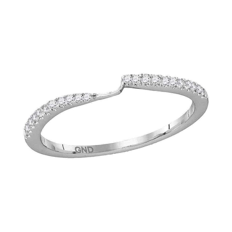 14kt White Gold Women's Round Diamond 2-stone Wedding Anniversary Band 1/10 Cttw - FREE Shipping (US/CAN)-Gold & Diamond Wedding Jewelry-6.5-JadeMoghul Inc.