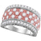 14kt White Gold Women's Round Diamond 2-tone Rose Pink Band Ring 1-1/2 Cttw - FREE Shipping (US/CAN)-Gold & Diamond Bands-5-JadeMoghul Inc.