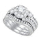 14kt White Gold Womens Round Diamond 3-Piece Bridal Wedding Engagement Ring Band Set 2.00 Cttw - FREE Shipping (US/CAN)-Gold & Diamond Wedding Ring Sets-6.5-JadeMoghul Inc.
