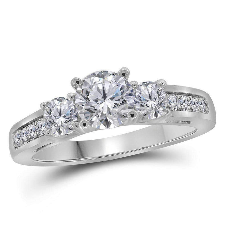 14kt White Gold Women's Round Diamond 3-stone Bridal Wedding Engagement Ring 1-1/4 Cttw - FREE Shipping (US/CAN)-Gold & Diamond Engagement & Anniversary Rings-5-JadeMoghul Inc.
