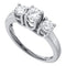 14kt White Gold Women's Round Diamond 3-stone Bridal Wedding Engagement Ring 1/2 Cttw - FREE Shipping (US/CAN)-Gold & Diamond Engagement & Anniversary Rings-5-JadeMoghul Inc.