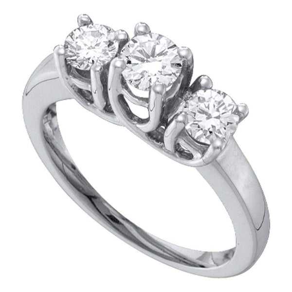 14kt White Gold Women's Round Diamond 3-stone Bridal Wedding Engagement Ring 1/2 Cttw - FREE Shipping (US/CAN)-Gold & Diamond Engagement & Anniversary Rings-5-JadeMoghul Inc.